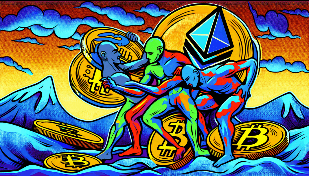Bitcoin en Ethereum worstelen met ETF-uitstroom terwijl XRP support zoekt.