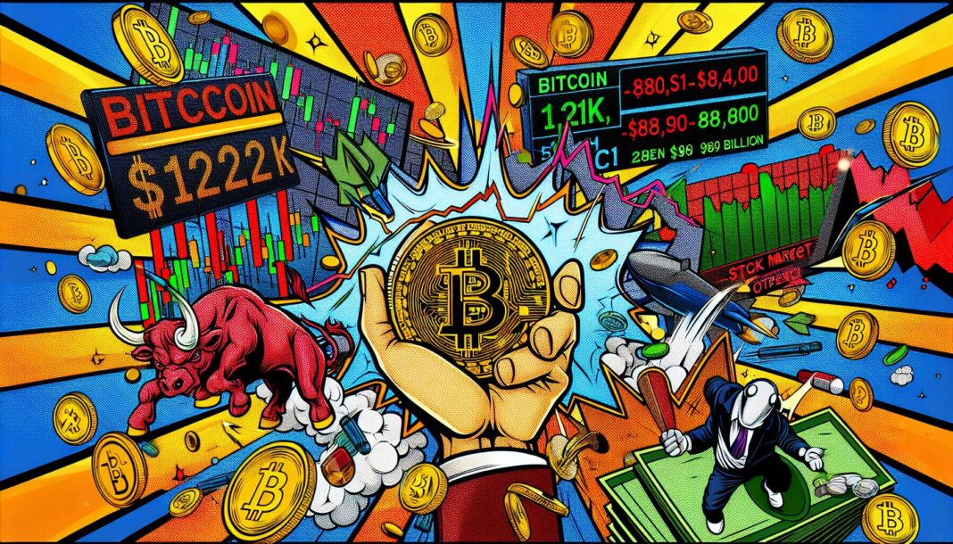 Bitcoin stijgt naar $122K met record open interest van $89 miljard.